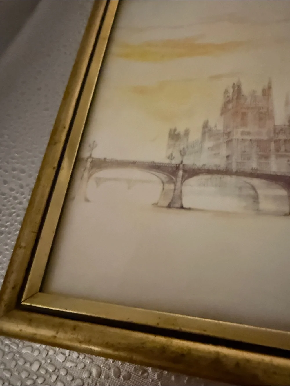 Vintage Water Color depicting the House of Parliament and Big Ben in London